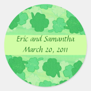 Groene Shamrocks Collage, sla de datumstickers op Ronde Sticker