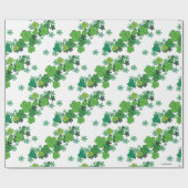 Groene Shamrocks & Daisies elke gelegenheid Cadeaupapier (Vlak)