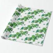 Groene Shamrocks & Daisies elke gelegenheid Cadeaupapier (Uitgerold)