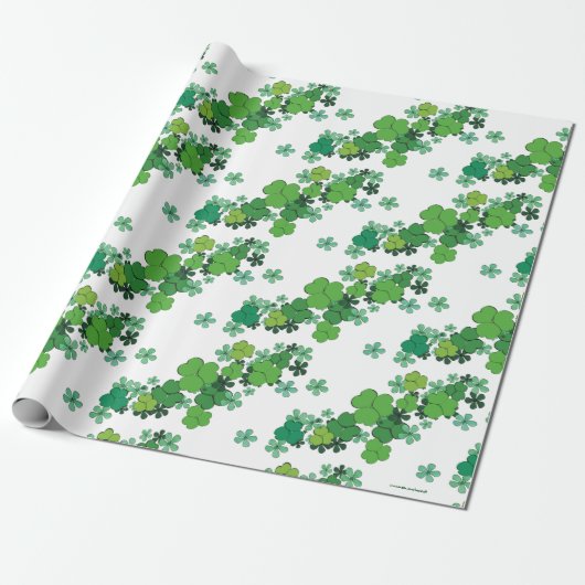 Groene Shamrocks & Daisies elke gelegenheid Cadeaupapier (Uitgerold)