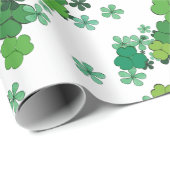 Groene Shamrocks & Daisies elke gelegenheid Cadeaupapier (Rol Hoek)