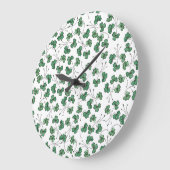 Groene Shamrocks Ditsy Pattern op White Wall Clock Grote Klok (Hoek)