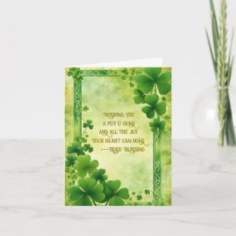 Groene Shamrocks en Groene Frame St. Patrick's Day Feestdagen Kaart