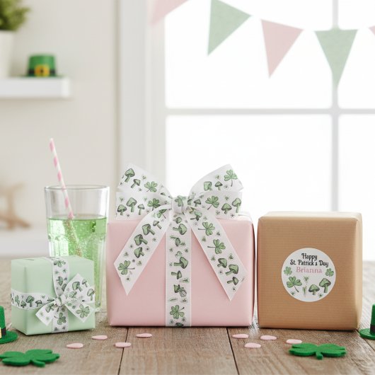 Groene Shamrocks en harten 3" Grosgrain Lint