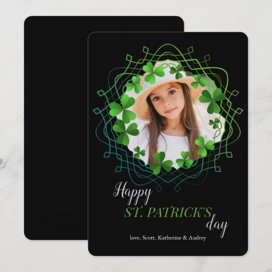 Groene Shamrocks-fotokaart Feestdagenkaart (Voorkant / Achterkant)