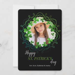 Groene Shamrocks-fotokaart Feestdagenkaart