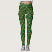 Groene Shamrocks Gouden Harpen Leggings (Voorkant)