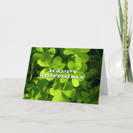 Groene Shamrocks Happy Birthday Custom Kaart (Voorkant)