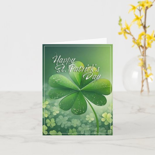 Groene Shamrocks Happy St. Patrick's Day (7) c Kaart (Gele Bloem)