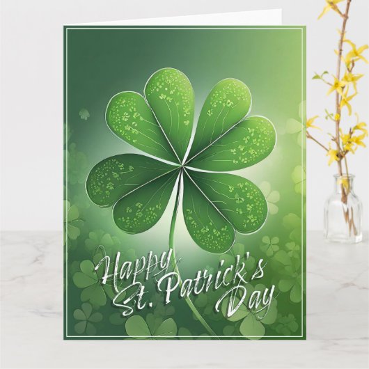 Groene Shamrocks Happy St. Patrick's Day (8) c Kaart (Gele Bloem)