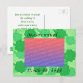 Groene Shamrocks Huwelijksfoto Uitnodigingskaarten Uitnodiging Briefkaart (Voorkant / Achterkant)