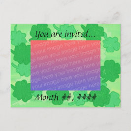 Groene Shamrocks Huwelijksfoto Uitnodigingskaarten Uitnodiging Briefkaart