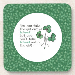 Groene Shamrocks Irish Girl Quote Set Onderzetters