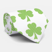 Groene Shamrocks klaver polka stippen patroon wit Stropdas (Opgerold)