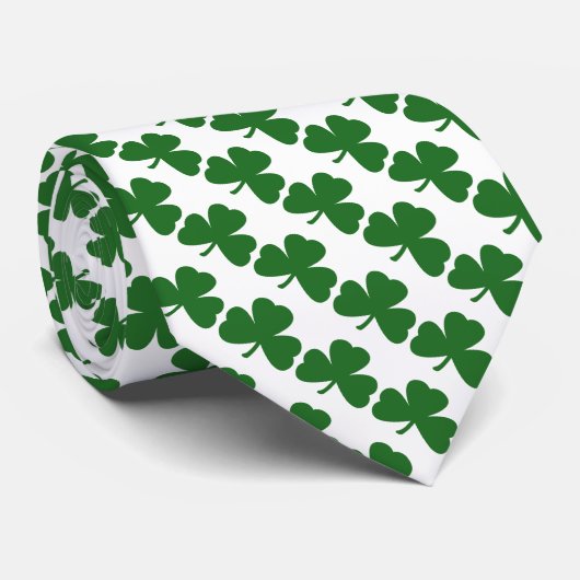 Groene Shamrocks Klaverpatroon St. Patrick's Day Stropdas (Opgerold)