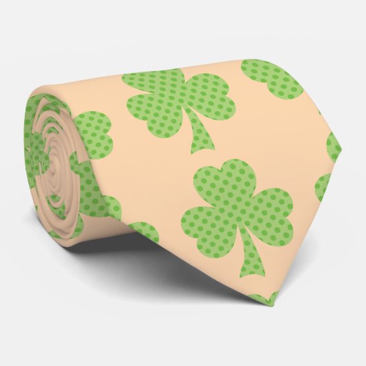 Groene Shamrocks klavers polka dots patroon sinaas Stropdas (Opgerold)