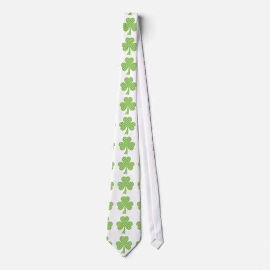 Groene Shamrocks klavers polka dots patroon wit Stropdas (Voorkant)