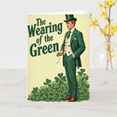 Groene Shamrocks Man Kaart (Gele Bloem)