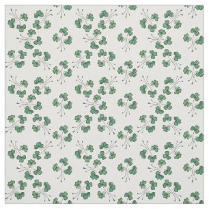 groene shamrocks op White Pattern Fabric Stof