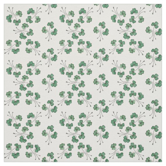  groene shamrocks op White Pattern Fabric Stof (Swatch)