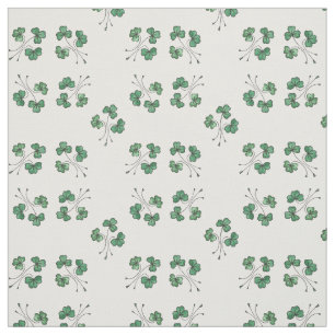 groene shamrocks op White Pattern Fabric Stof