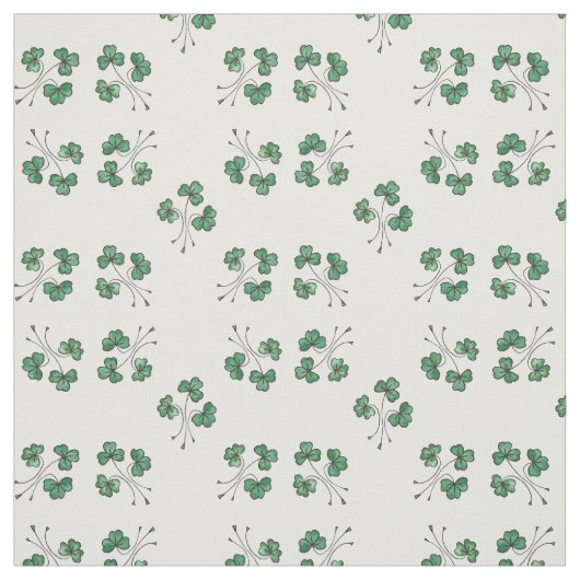  groene shamrocks op White Pattern Fabric Stof (Swatch)