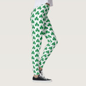 Groene Shamrocks op wit, St. Patrick's Day Leggings (Rechts)