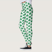 Groene Shamrocks op wit, St. Patrick's Day Leggings (Links)