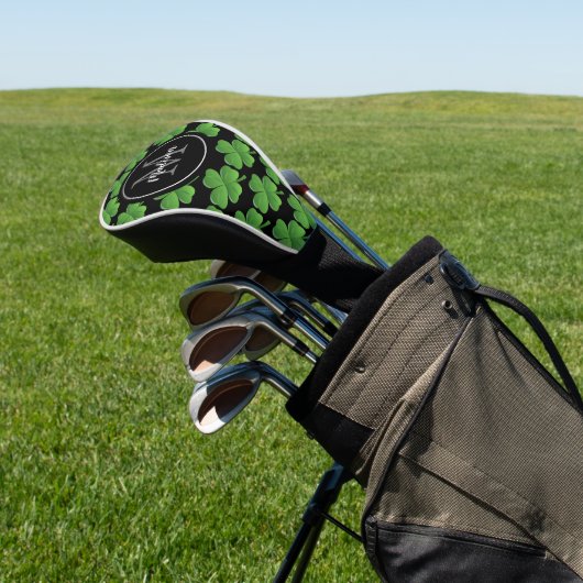 Groene Shamrocks Patroonmonogram Golfheadcover (Insitu)