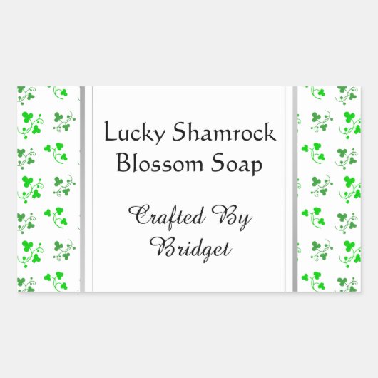 Groene Shamrocks Pattern Aangepaste zeepstickers Rechthoekige Sticker (Voorkant)