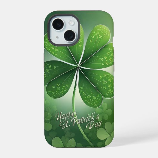Groene Shamrocks Prettig St. Patrick's Dag (8) c iPhone 15 Case (Achterkant)