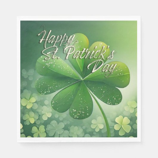 Groene Shamrocks Prettige St. Patrick's Dag (7) c Servet (Voorkant)
