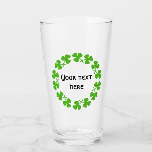 Groene Shamrocks-rand Tekstmetaal-versiering toevo Glas (Voorkant)