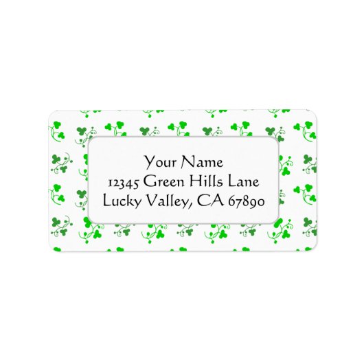 Groene Shamrocks - Sjabloon Eigen adreslabel Etiket (Voorkant)