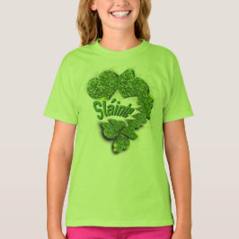 Groene Shamrocks sprankelende glitterharten Shaint T-shirt