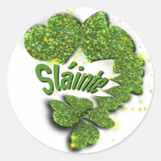 Groene Shamrocks sprankelende harten bij Patty Sha Ronde Sticker (Voorkant)