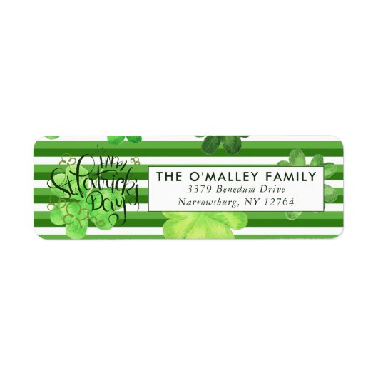 Groene Shamrocks | St. Patrick's Day Retouradres Etiket (Voorkant)
