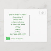 Groene Shamrocks Trouwfoto Uitnodiging Postkaarten (Achterkant)
