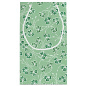 Groene Shamrocks Wit Omlijnt Kleine Gift Bag Klein Cadeauzakje (Achterkant)
