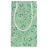 Groene Shamrocks Wit Omlijnt Kleine Gift Bag Klein Cadeauzakje (Voorkant)