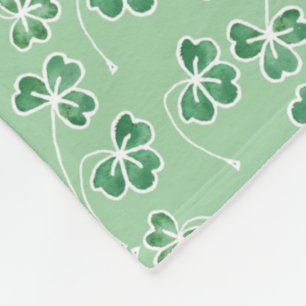Groene shamrocks, witte contouren, griezelwand fleece deken