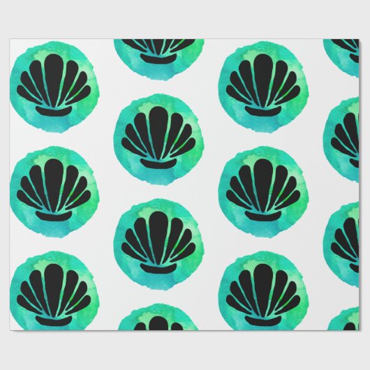 Groene Shell Patroon Cadeaupapier (Vlak)