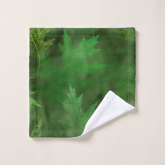 Groene Shimmer Bladbladeren Herfst Bad Handdoek (Wasdoekje)