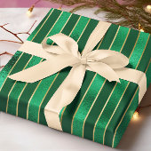 Groene Shimmer Satijn Gestreepte Kerst Cadeaupapier