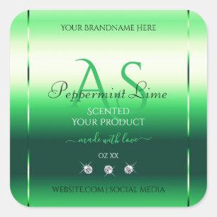 Groene Shimmery Product Labels Rhinestones Monogra