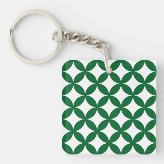 Groene Shippo Patroon Vierkante Sleutelhanger (voorkant)