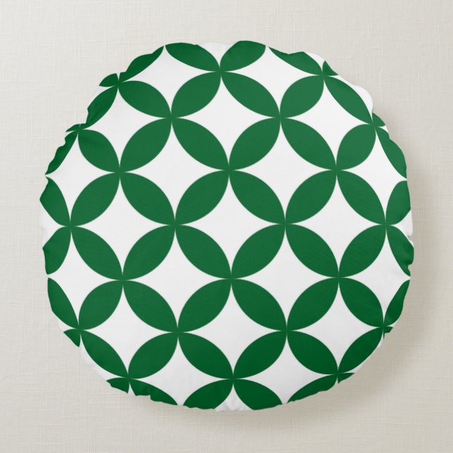 Groene Shippo ronde kussen – Japanse traditionele  (Voorkant)