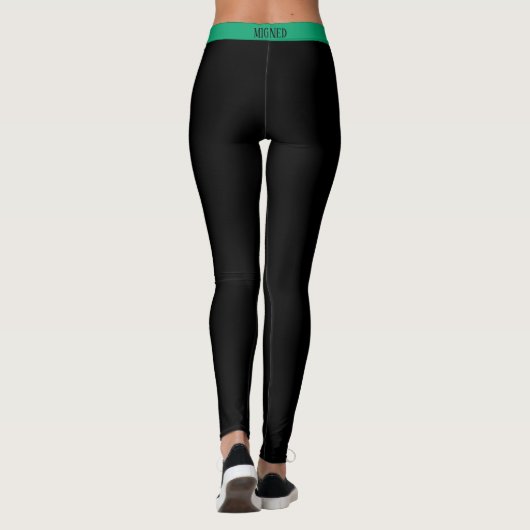 Groene Side Stripe Zwarte Leggings (Achterkant)