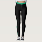 Groene Side Stripe Zwarte Leggings (Voorkant)