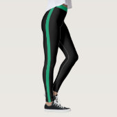 Groene Side Stripe Zwarte Leggings (Rechts)